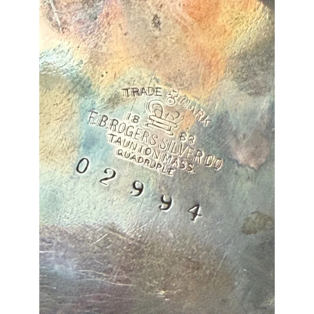 FB Rogers Silver Co Serving Tray Silver Quadruple Plate Octagon 02994 Patina